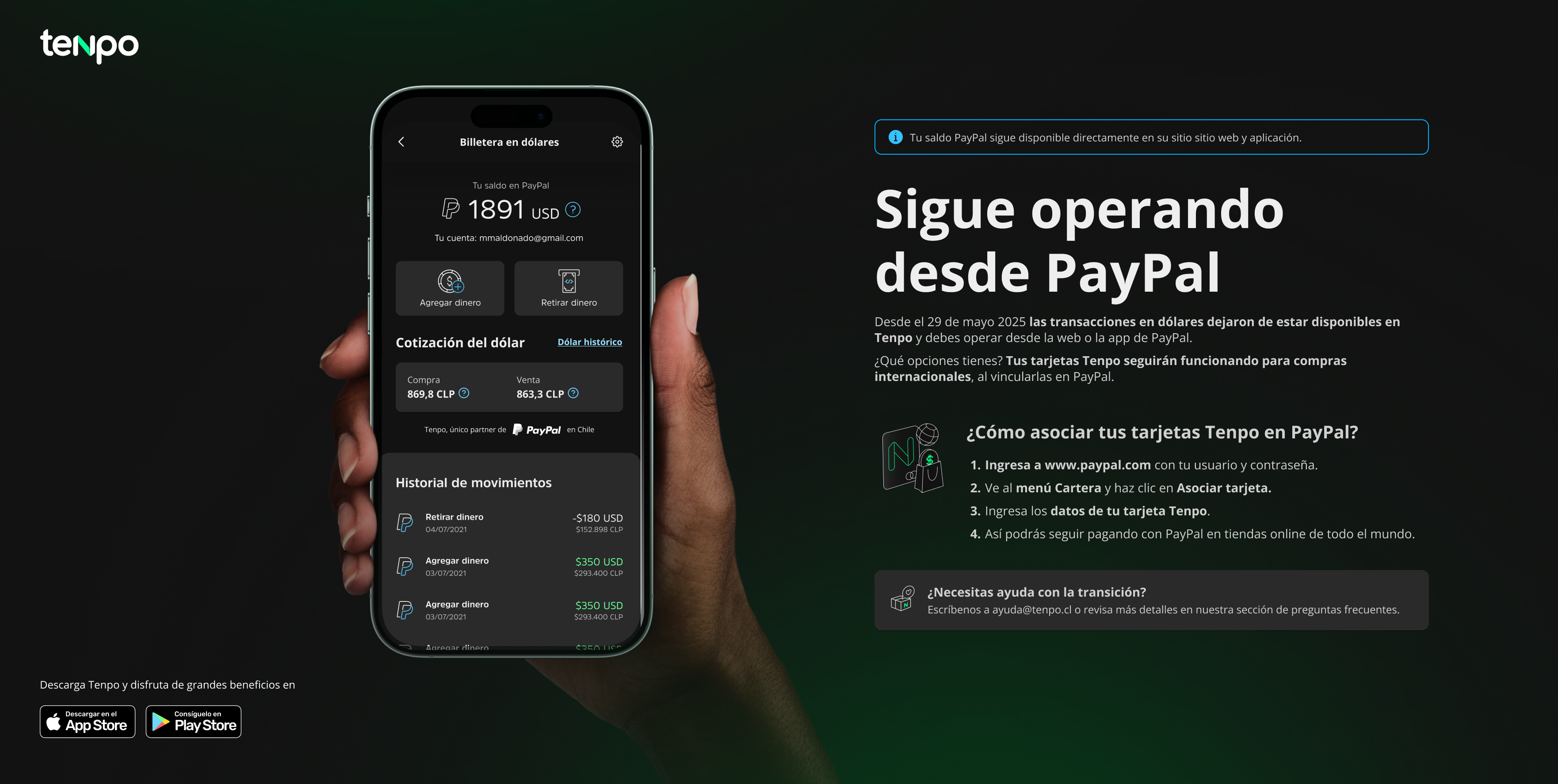 Sigue operando desde PayPal